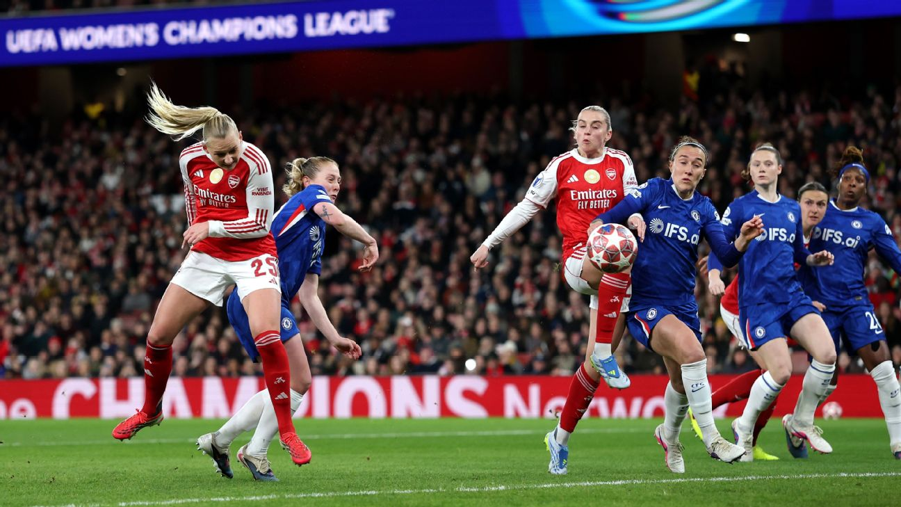 Arsenal take strong lead over Chelsea in Champions League clash. Read full match breakdown and player performances.